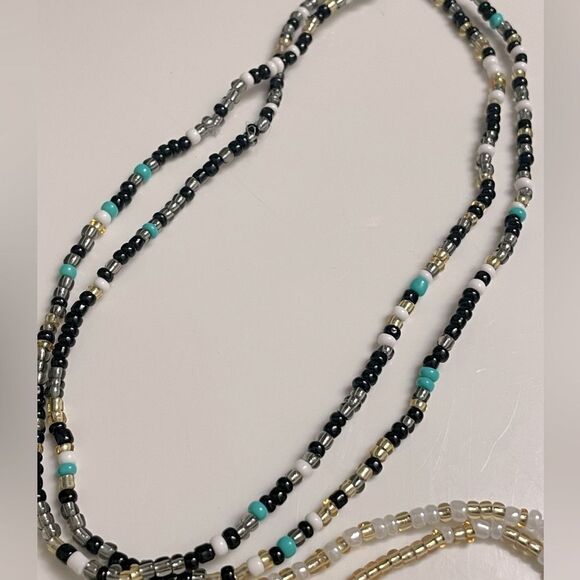 Belly Beads Bundle of 3 w/Elastic Waist Gold/Black/White/Blue Colors (NEW) - Picture 11 of 13